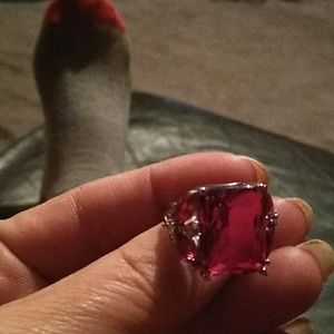 Hey beautiful Sterling silver red ruby ring